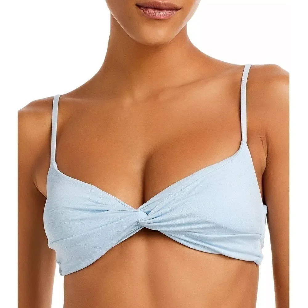 L*Space Ringo Twist Bikini Top swimsuit swimwear sky blue DCup $110, New